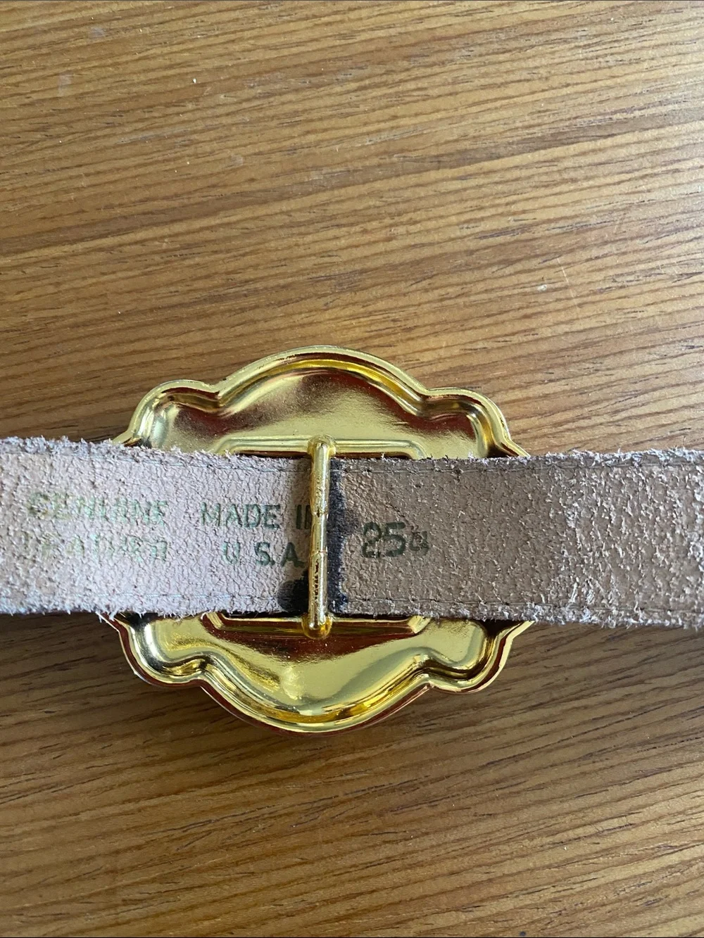 Vintage Accessory Lady Brown Leather Belt W/ Ornate Gold Buckles Substantial  L